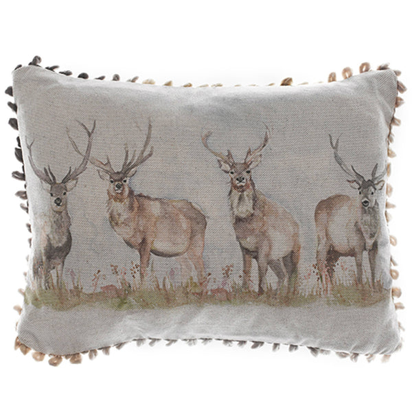 Stag Natural Linen Cushion / Hand Painted Watercolour Printed /        25 x 35cm