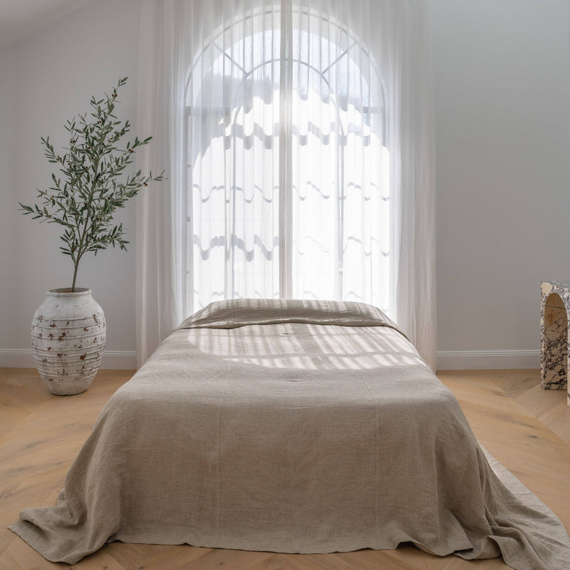 Luca Linen Bed Cover - Natural: 270x270cm