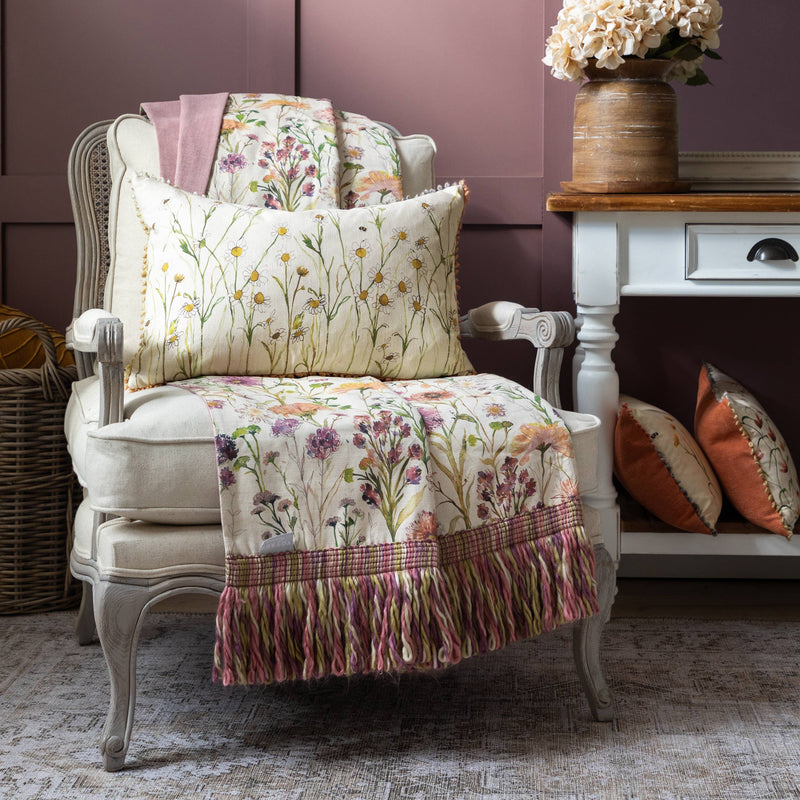 Ellaphie Natural Linen Cushion / Hand Painted Watercolour Printed Cushion / 40 x 60cm
