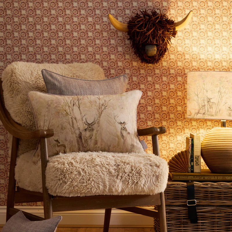 Enchanted Forest Natural Linen Cushion / Hand Painted Watercolour Printed / 40 x 60cm