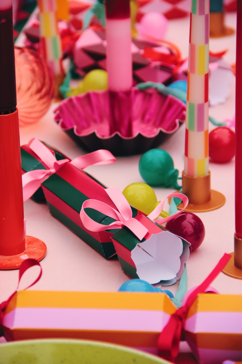 Multicoloured Stripe Pattern Christmas Crackers