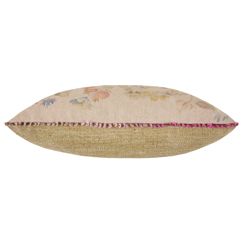 Cottage Garden Watercolour Printed Linen Cushion 40 x 60cm