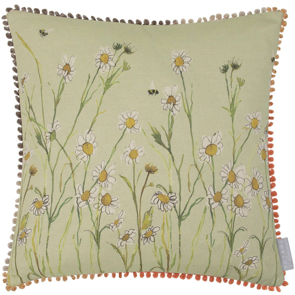 Ellaphie Natural Linen Cushion / Hand Painted Watercolour Printed Cushion / Sage / 50 x 50cm