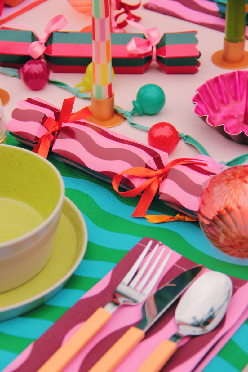 Multicoloured Stripe Pattern Christmas Crackers