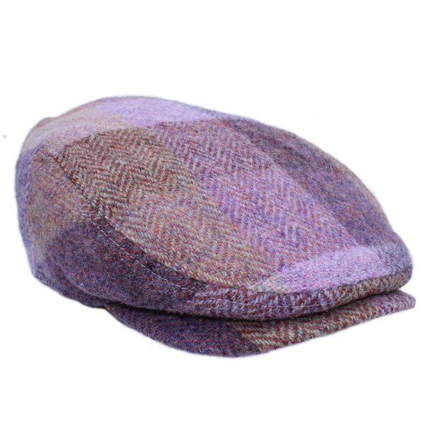 Kelty Harris Tweed Ladies Flat Cap : Lilac Patchwork / S/M