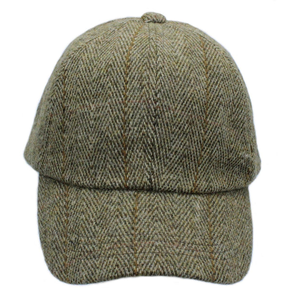 Callow Derby Tweed Baseball Cap : Sage Green