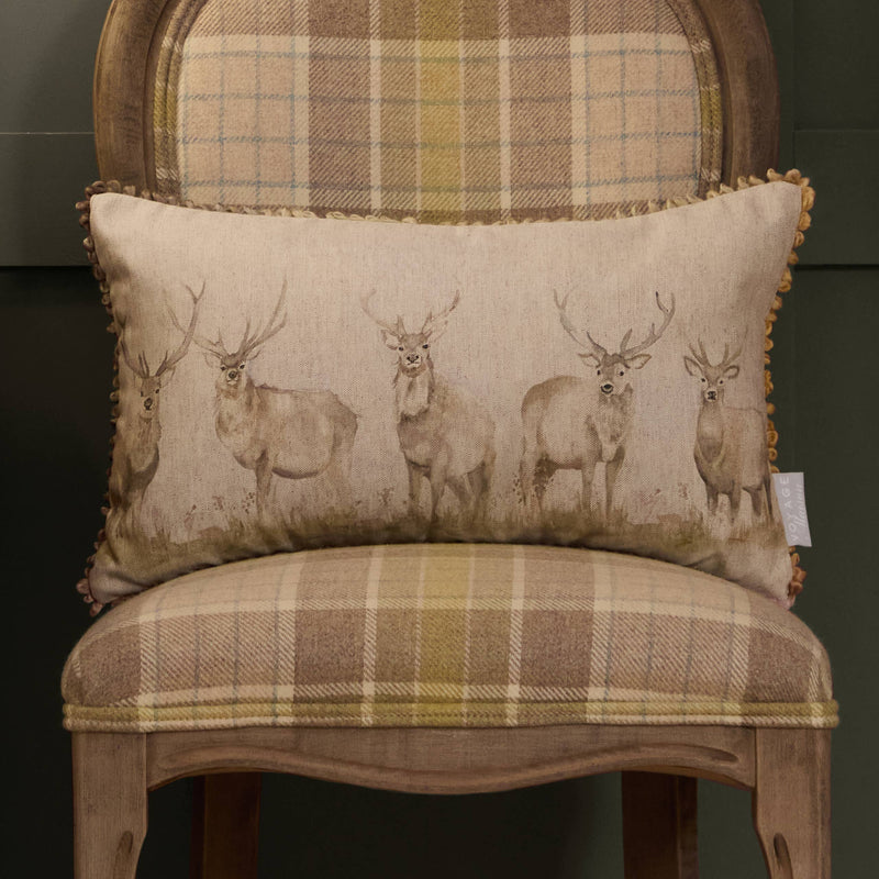 Stag Natural Linen Cushion / Hand Painted Watercolour Printed /        30 x 50cm
