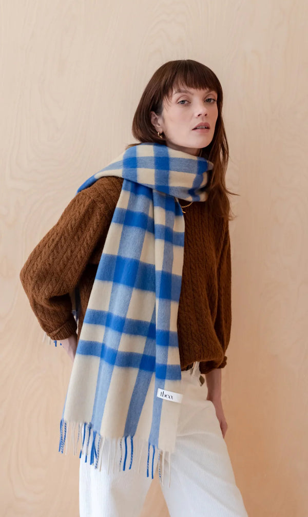 Lambswool Scarf Blue Checked