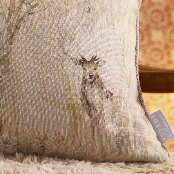 Enchanted Forest Natural Linen Cushion / Hand Painted Watercolour Printed / 40 x 60cm