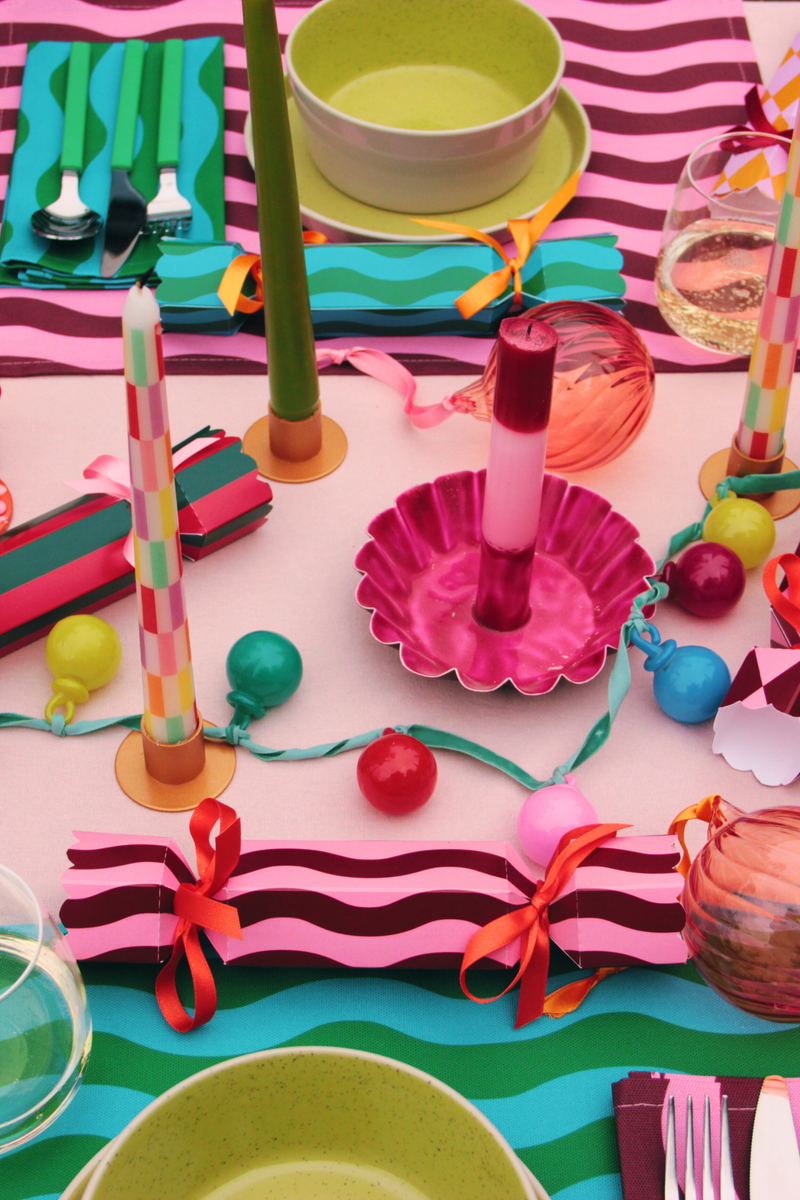 Multicoloured Stripe Pattern Christmas Crackers