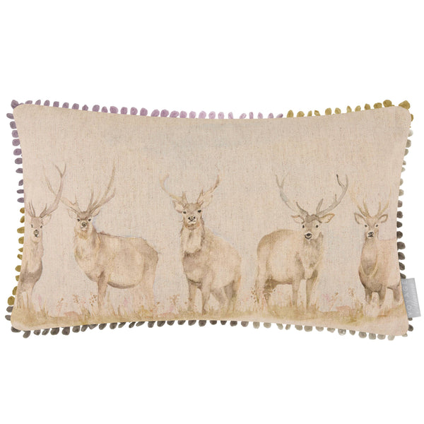 Stag Natural Linen Cushion / Hand Painted Watercolour Printed /        30 x 50cm