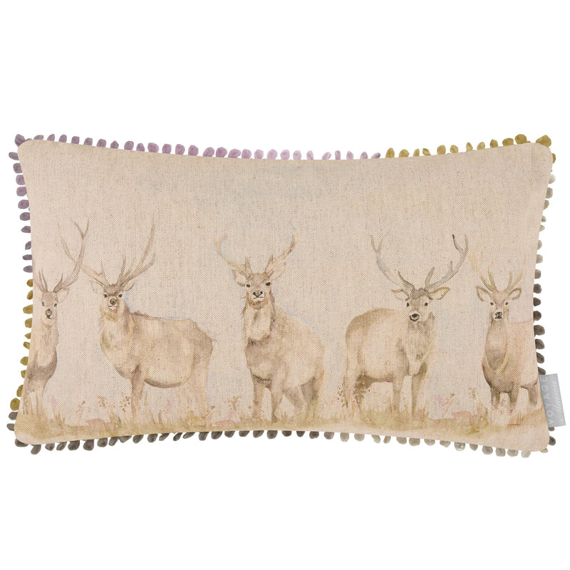 Stag Natural Linen Cushion / Hand Painted Watercolour Printed /        30 x 50cm
