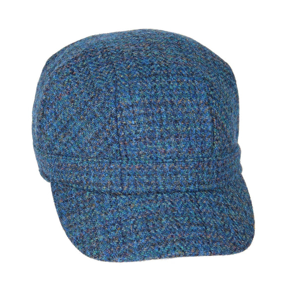 Rhona Harris Tweed Cadet Cap: Peacock-Blue