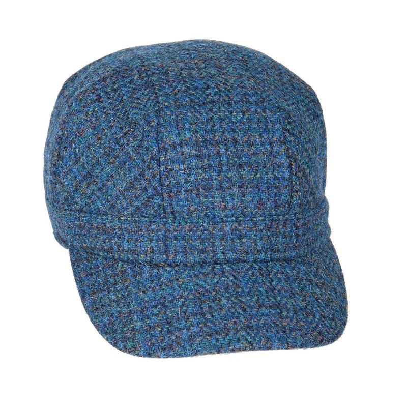 Rhona Harris Tweed Cadet Cap: Peacock-Blue