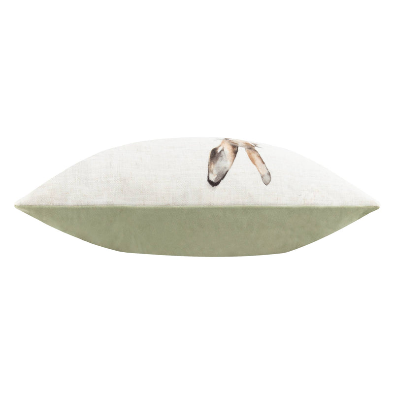 Hare Hand Painted Linen Cushion Natural 30 x 50cm
