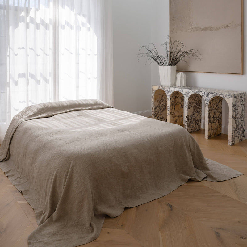 Luca Linen Bed Cover - Natural: 270x270cm