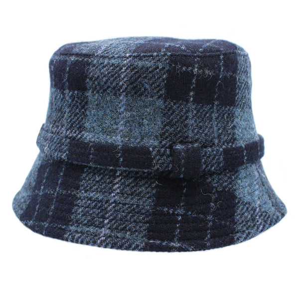 Ashkirk Harris Tweed Ladies Bucket Hat : Black Grey Check / M/L