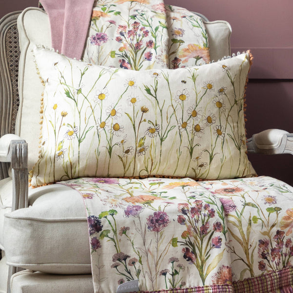Ellaphie Natural Linen Cushion / Hand Painted Watercolour Printed Cushion / 40 x 60cm