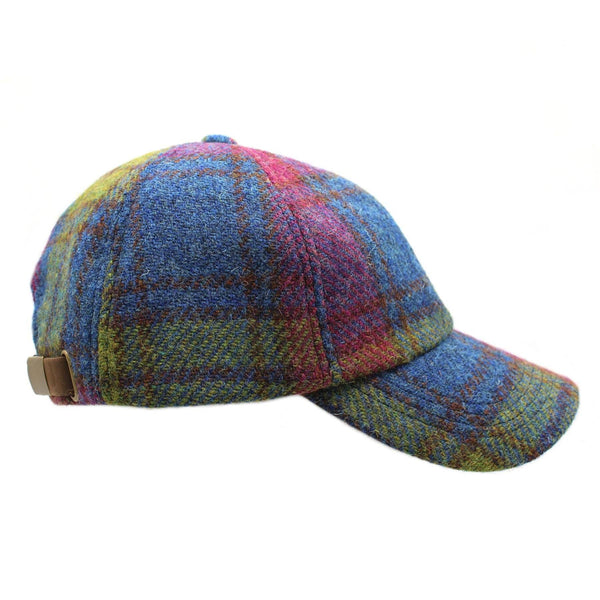 Rannoch Harris Tweed Baseball Cap : Blue Green Plum Check