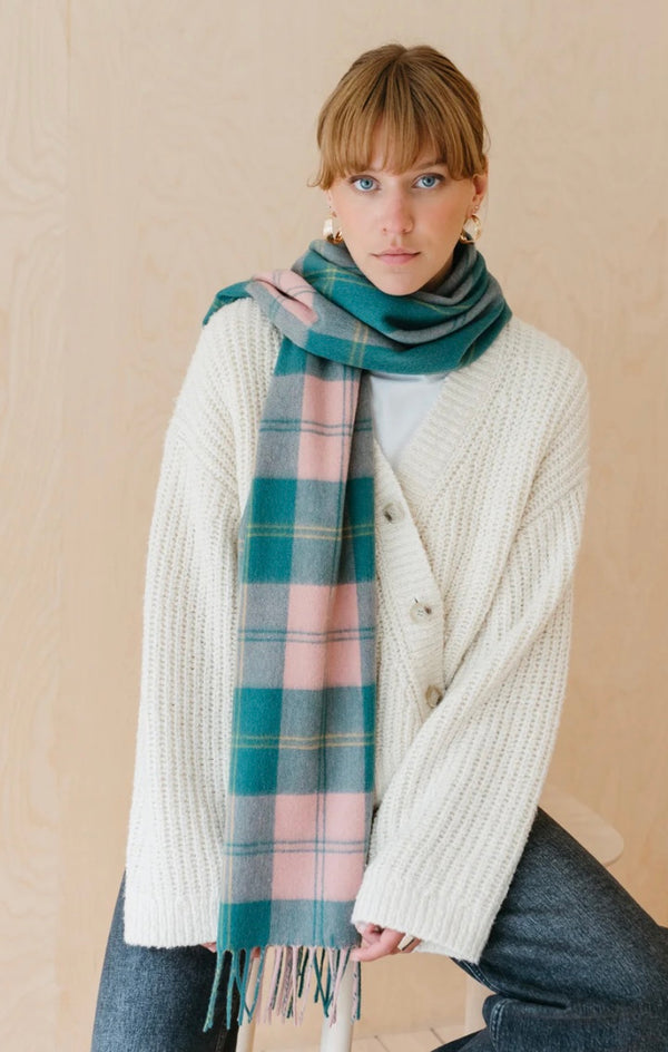 Lambswool Scarf Teal & Pink