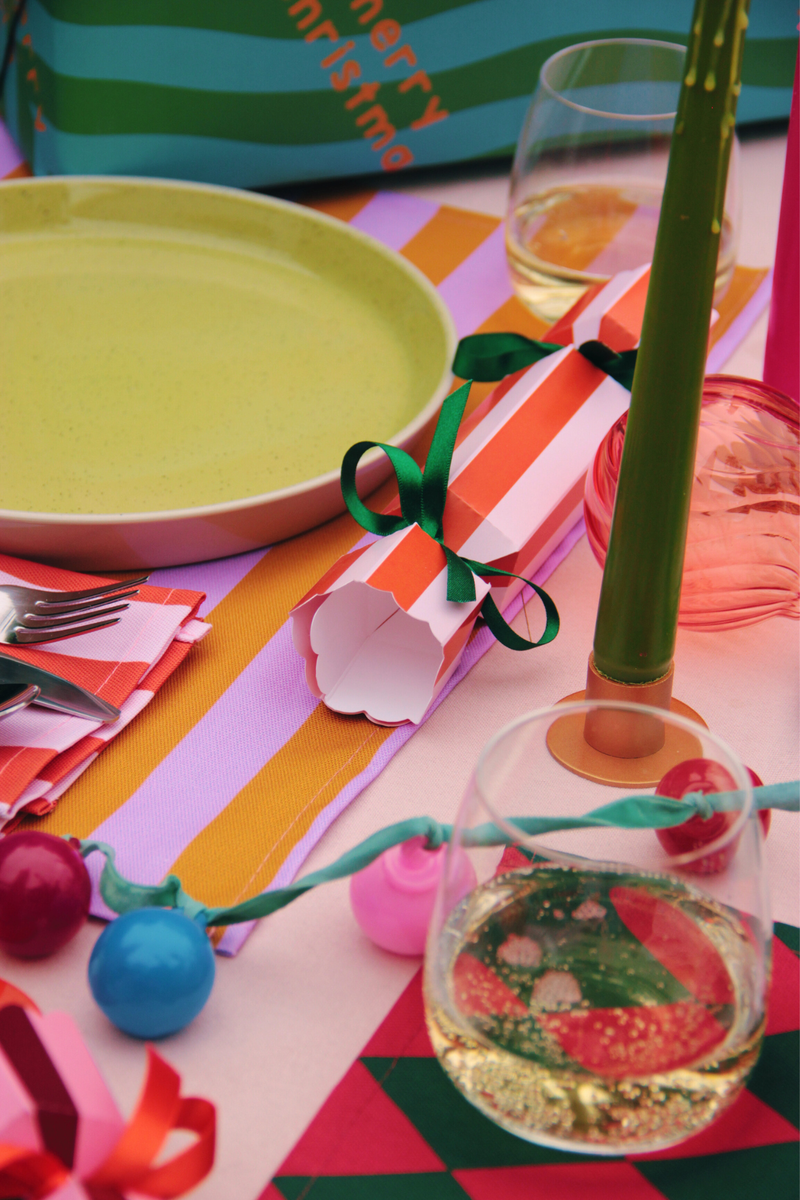 Pink and Maroon Stripe Pattern Christmas Crackers