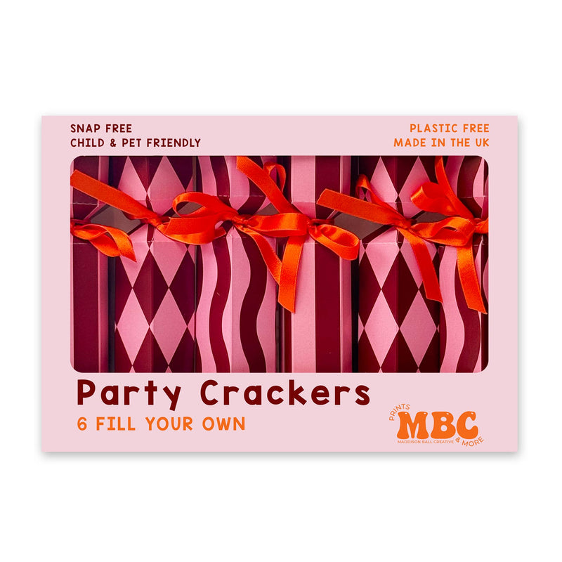Pink and Maroon Stripe Pattern Christmas Crackers