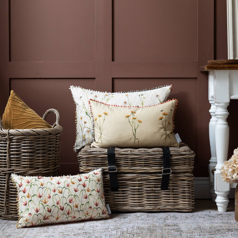 Daisy Watercolour Natural Linen Cushion / Hand Painted Watercolour Printed / 30 x 50cm