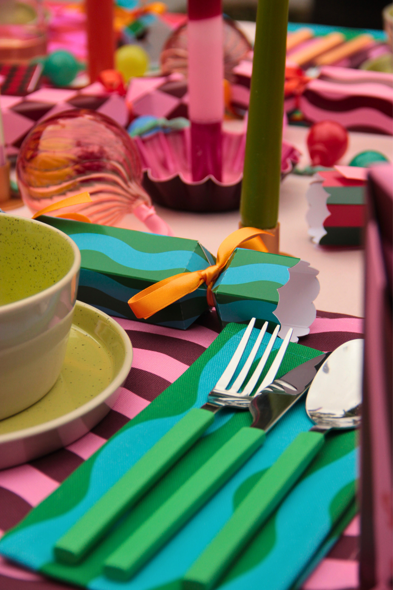 Pink and Maroon Stripe Pattern Christmas Crackers