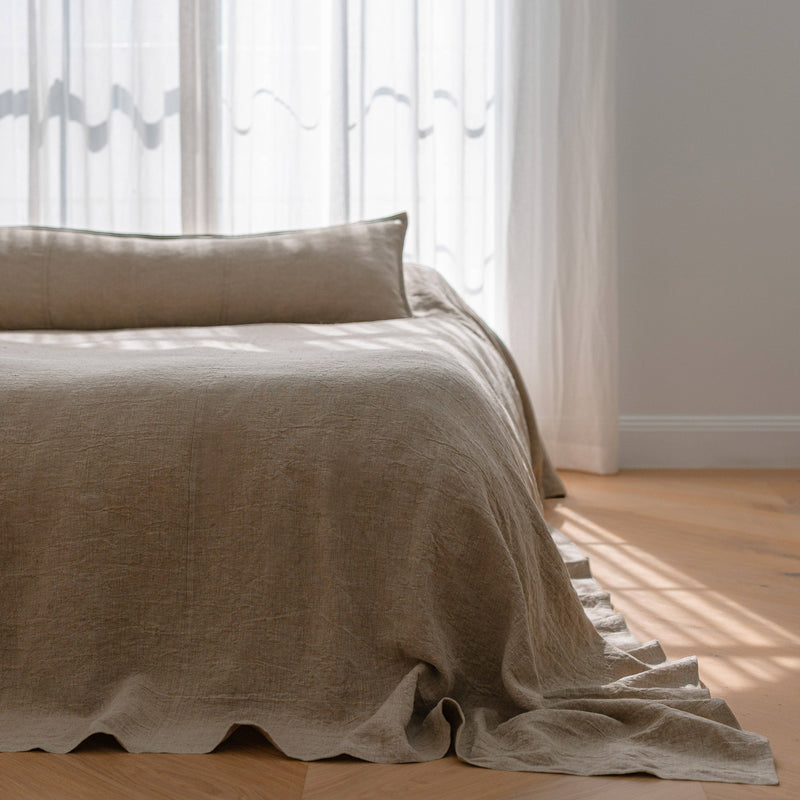 Luca Linen Bed Cover - Natural: 270x270cm
