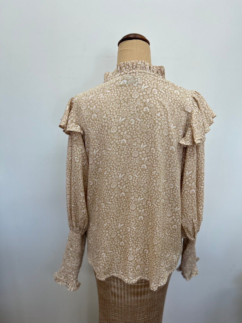 LILYA Lacey Shirt - Floral Biege