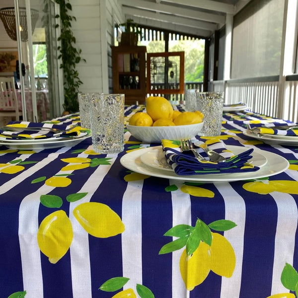 Tablecloths - Lemon on Stripe