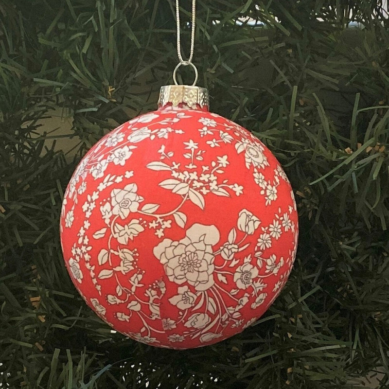 Liberty Christmas Baubles - Summer Blooms in Red